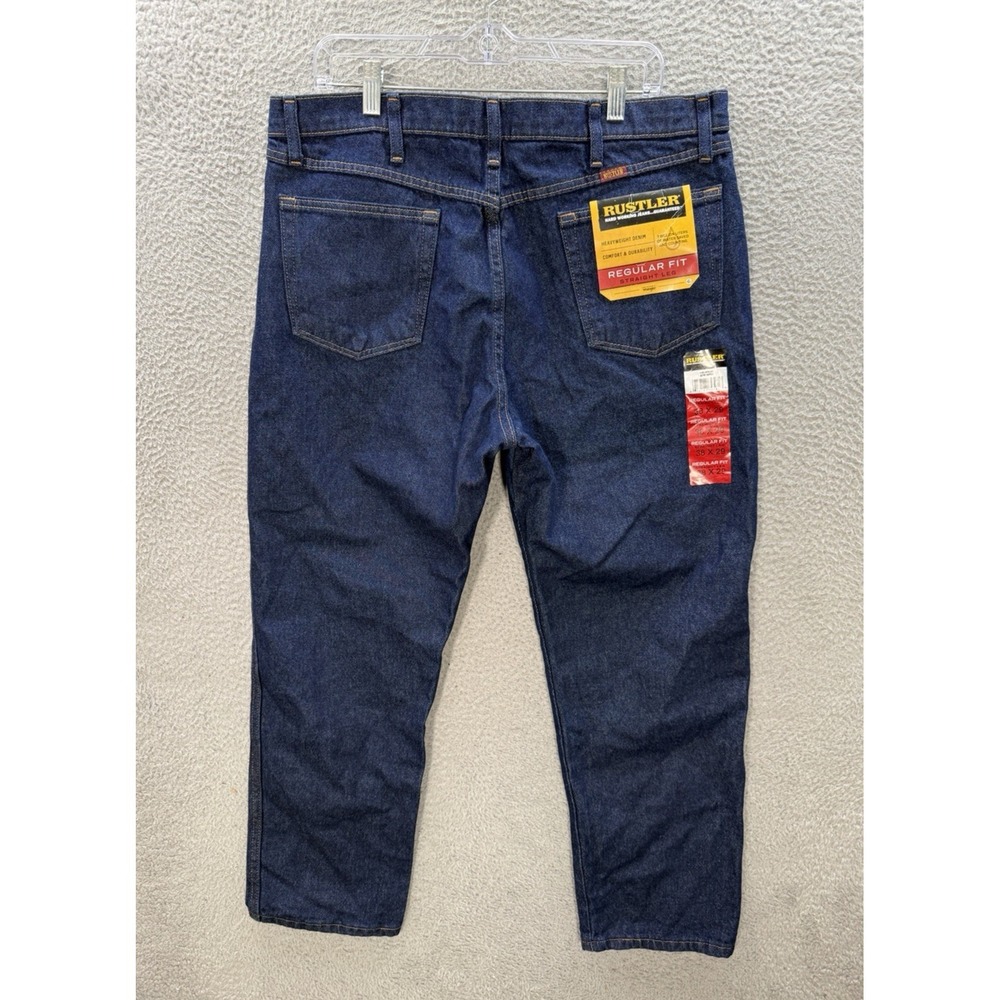 Rustler Jeans Mens 38x29 Blue Regular Fit Straight Leg Western‎ Workwear NEW